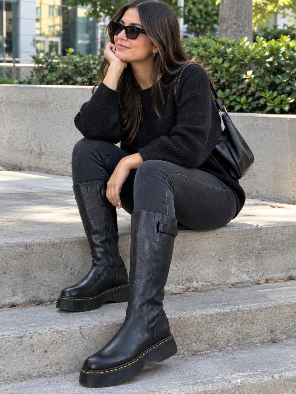 New Dr. Martens Buzz Hi Black Leather Womens Boot Size 9